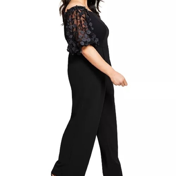 Xscape Puffed-Sleeve Off-The-Shoulder Jumpsuit - Picture 4 of 14